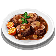 2D Simple osso buco braised veal shank motion graphic flat-design vector animation style, in white background, flat design, animation design, vector, flat design, logo