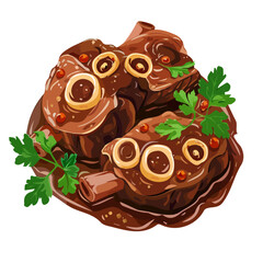 2D Simple osso buco braised veal shank motion graphic flat-design vector animation style, in white background, flat design, animation design, vector, flat design, logo