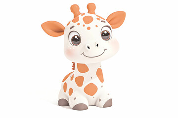 Naklejka premium Adorable Cartoon Giraffe Toy with Big Eyes and Playful Expression, Perfect for Kids' Rooms and Imaginative Play, Ideal for Nursery Decor and Children's Gifts