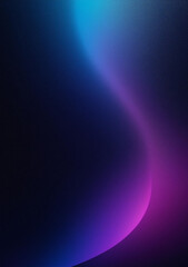 Dark purple blue black abstract grainy background, glowing vibrant color gradient shape, noise texture poster, vertical background, copy space
