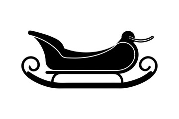 Sled Icon Silhouette for Winter Illustration Design