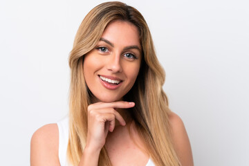 Fototapeta premium Young Uruguayan woman isolated on white background . Portrait