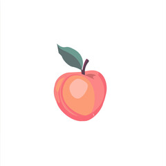 Simple flat 2D illustration of peach isolated on a white background, AI, vector peach icon logo, AI, logo design for fruits
