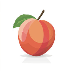 Simple flat 2D illustration of a peach isolated on a white background, vector 2D design, icon, flat 2d fruit set, motion graphic flat-design vector animation style