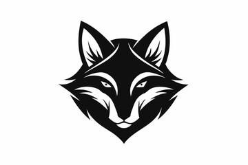 Fox Head Silhouette Vector Illustration on White Background
