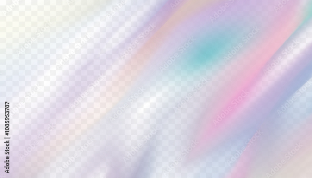 Aufkleber Rainbow light background,Colourful light prism effect overlay effect on transparent background for mockup.Vector Abstract light backdrop texture holographic crystal flare or shadow blurred iridescent