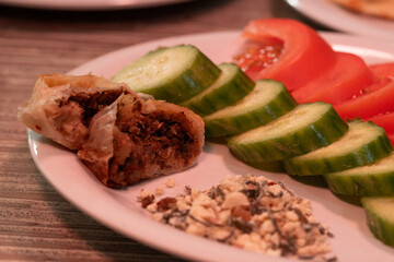 breakfast table with delicious food