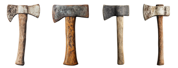 Vintage wooden axe collection various styles and designs transparent background