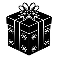 Christmas gift box with  ribbon and snowflake patterns on a white background