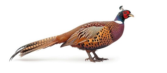 Beautiful Female Pheasant Isolated Over White Background