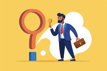 businessman with question mark vector illustration for problem-solving and decision making.