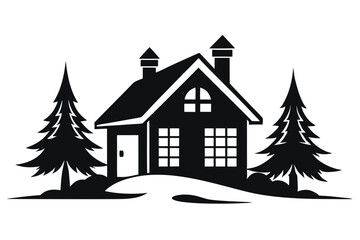 Snow-Covered House Silhouette Icon Perfect Winter Illustration Design