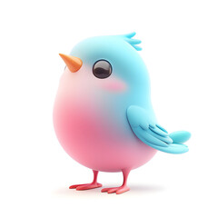 Fototapeta premium 3D set of colorful little wild birds on white background. Beautiful birds for product design concepts and advertising products