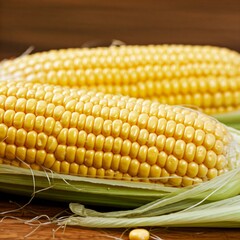 Bright Yellow Corn Cobs with Water Droplets