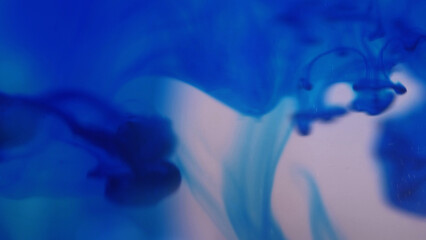 Obraz premium Oil drawing. Falling colorful veil. Abstract painting. Blue bright pastel brush stroking beautiful details on art pink modern background.