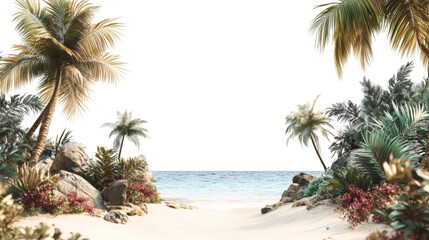 Fototapeta premium Tropical beach transparent background