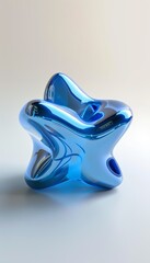Stunning 3d blue star shaped object with realistic depth and soft lighting on white background