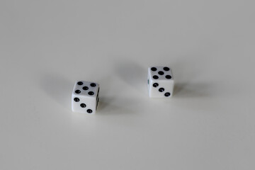 pair of die dice game metaphor life unpredictability chance entertainment isolated ten dots on white background