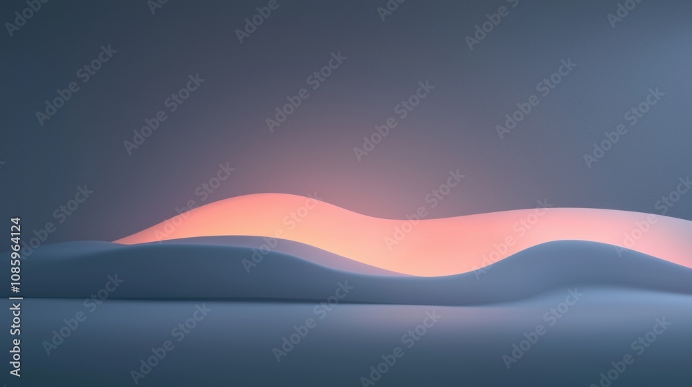 Sticker a computer generated image of a snowy landscape with a pink glow