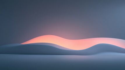 A computer generated image of a snowy landscape with a pink glow