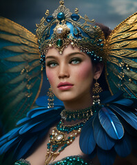 Portrait in Blue, Green and Gold