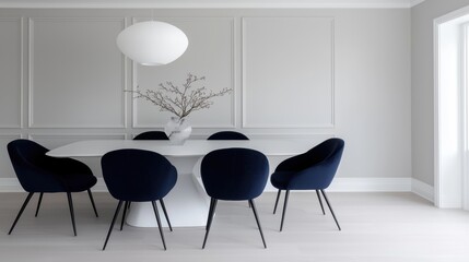 A large white table with a vase of flowers in the center