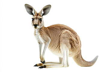 Red Kangaroo Sitting Against A White Background