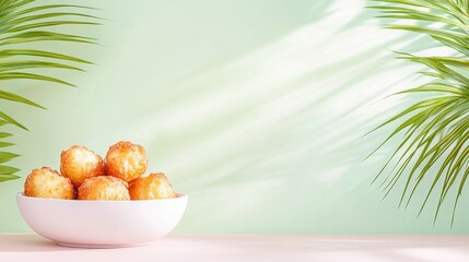 Obraz premium Golden Crispy Fried Banana Fritters in a Bowl