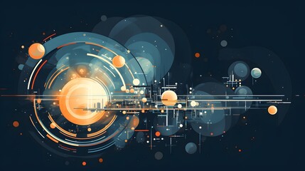 Obraz premium Abstract Space Artwork Featuring Planets, Stars, and Glowing Cosmic Energy