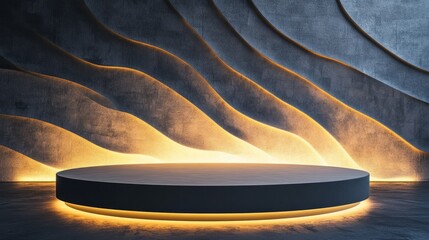 Obraz premium 3d rendered smooth empty podium stage against wavy lightining background