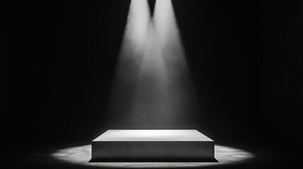 3d rendered empty minimalistic stone stage podium with spotlight in center