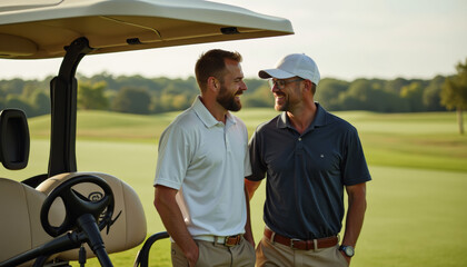 Golfing Buddies Enjoying a Sunny Day on the Course