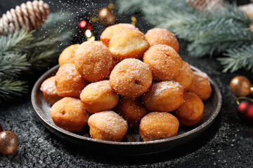 Christmas Mini Strawberry Doughnuts on a plate