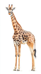 Naklejka premium Giraffe isolated on white background watercolor illustration.