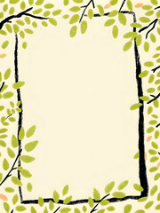Obraz premium Rectangular frame with green leaves and eucalyptus branches with empty space inside, watercolor painting
