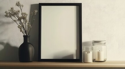
A white wall in an empty room with a wooden floor and plants