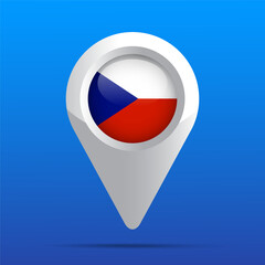 Czech Republic Flag Map Icon. Glossy icon. 3D