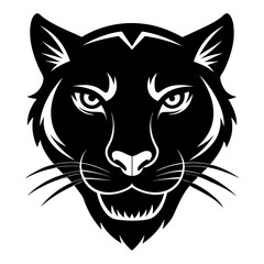 Panther Head Silhouette Vector Illustration, Leopard Head Vector Illustration
