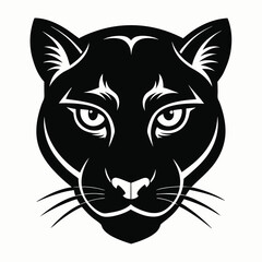Panther Head Silhouette Vector Illustration, Leopard Head Vector Illustration