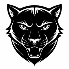 Panther Head Silhouette Vector Illustration, Leopard Head Vector Illustration