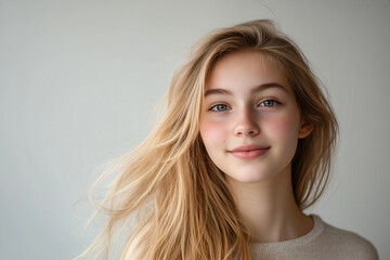 Fototapeta premium Young pretty blonde woman over isolated white background