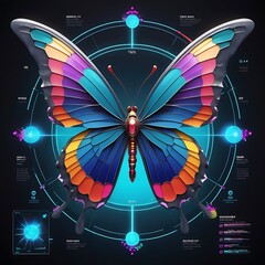 AI-Generated Digital Artwork Beautiful Butterfly With Flowers 