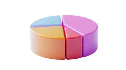 3D pie chart icon transparent background