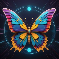 AI-Generated Digital Artwork Beautiful Butterfly With Flowers 