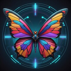 AI-Generated Digital Artwork Beautiful Butterfly With Flowers 