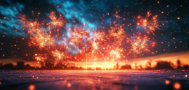 Minimalist Fireworks Display in Dark Sky to Welcome New Year