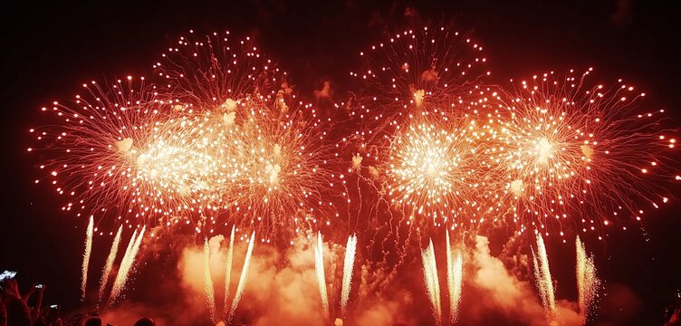 Minimalist Fireworks Display in Dark Sky to Welcome New Year