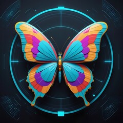 AI-Generated Digital Artwork Beautiful Butterfly With Flowers 