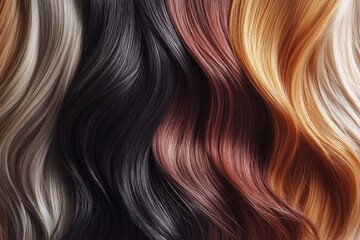 Fototapeta premium A collection of different colored hair on a white background, ideal for design and color inspiration