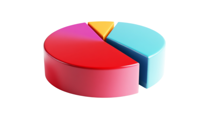 3D pie chart icon transparent background